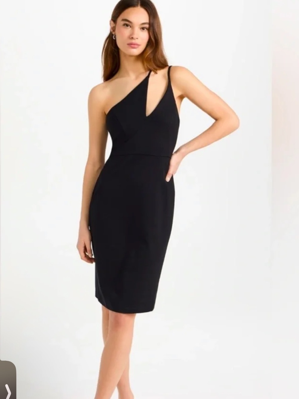 One-Shoulder Black Cocktail Dress with Asymmetric Cutout